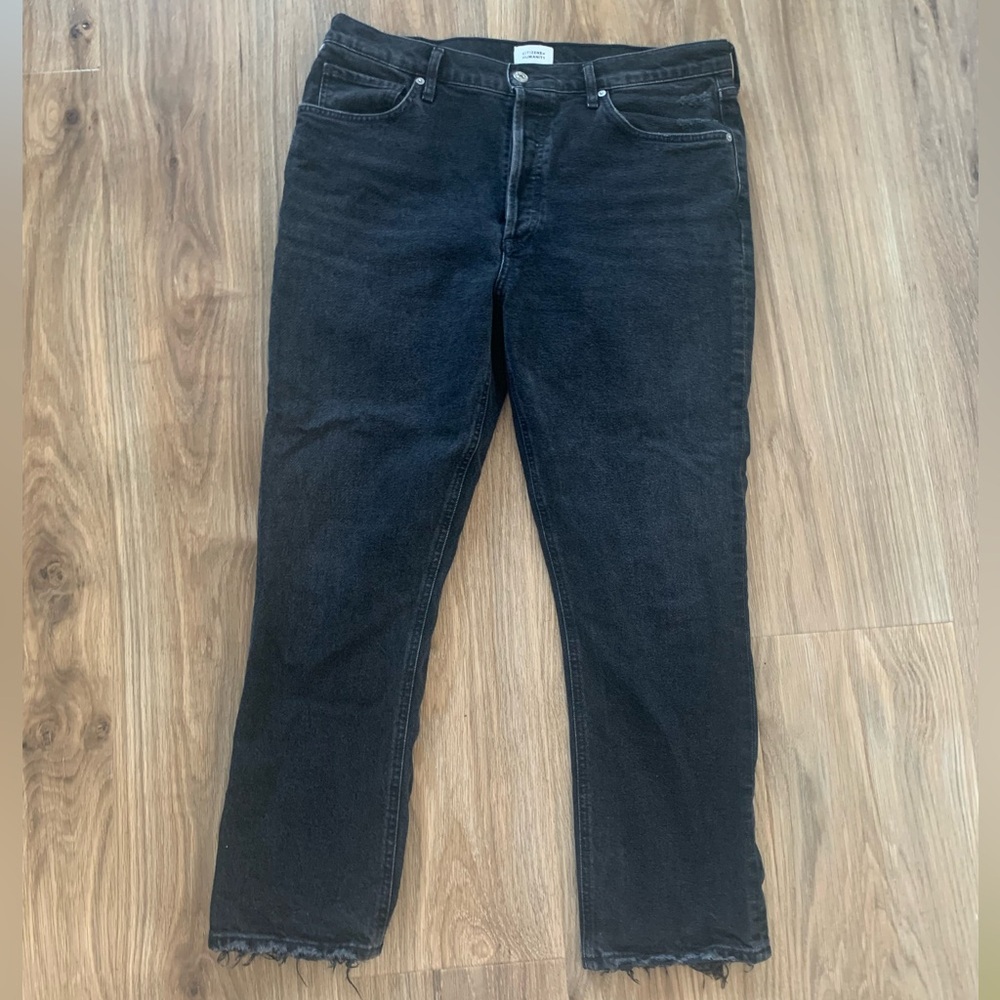 Citizens of Humanity Jolene High Rise Straight Button Fly Jeans Sz 32 Black